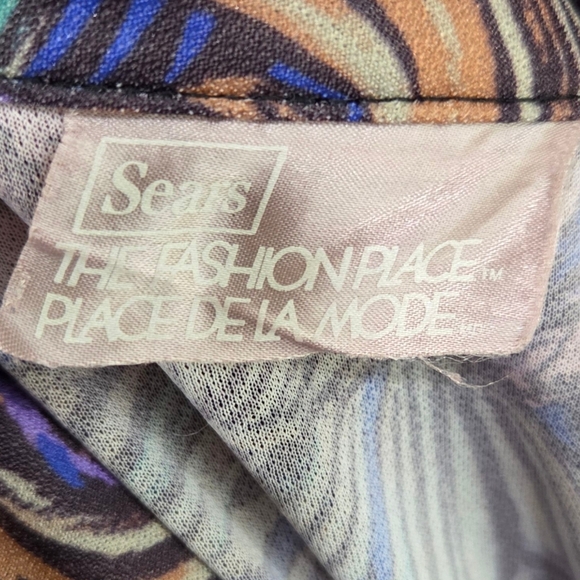 Sears Vintage Asymmetrical Dress with Purple and Blue Floral Pattern Size 16 - Picture 4 of 5